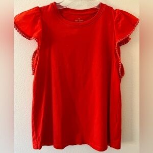 Kate Spade Ruffle Sleeve Orange 100% Cotton XS Top